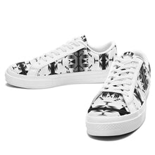 Load image into Gallery viewer, Between the Mountains White and Black Aapisi Low Top Canvas Shoes White Sole 49 Dzine 
