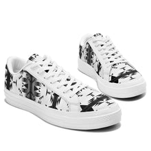 Load image into Gallery viewer, Between the Mountains White and Black Aapisi Low Top Canvas Shoes White Sole 49 Dzine 
