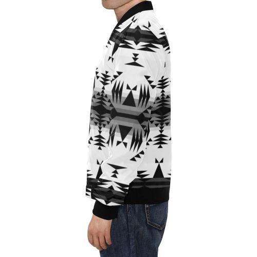Between the Mountains White and Black All Over Print Bomber Jacket for Men/Large Size (Model H19) All Over Print Bomber Jacket for Men/Large (H19) e-joyer 