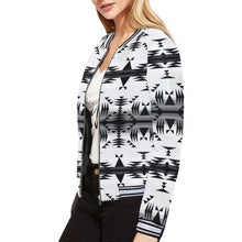 Load image into Gallery viewer, Between the Mountains White and Black All Over Print Bomber Jacket for Women (Model H21) All Over Print Bomber Jacket for Women (H21) e-joyer 
