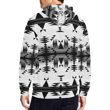 Load image into Gallery viewer, Between the Mountains White and Black All Over Print Full Zip Hoodie for Men (Model H14) All Over Print Full Zip Hoodie for Men (H14) e-joyer 
