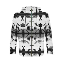 Load image into Gallery viewer, Between the Mountains White and Black All Over Print Full Zip Hoodie for Men (Model H14) All Over Print Full Zip Hoodie for Men (H14) e-joyer 
