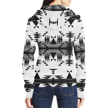 Load image into Gallery viewer, Between the Mountains White and Black All Over Print Full Zip Hoodie for Women (Model H14) All Over Print Full Zip Hoodie for Women (H14) e-joyer 
