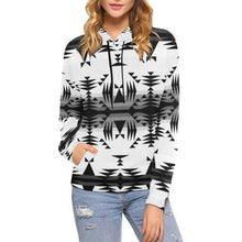Load image into Gallery viewer, Between the Mountains White and Black All Over Print Hoodie for Women (USA Size) (Model H13) All Over Print Hoodie for Women (H13) e-joyer 
