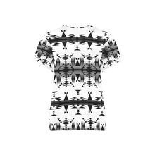 Load image into Gallery viewer, Between the Mountains White and Black All Over Print Scrub Top Scrub Top e-joyer 
