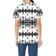 Load image into Gallery viewer, Between the Mountains White and Black All Over Print Scrub Top Scrub Top e-joyer 
