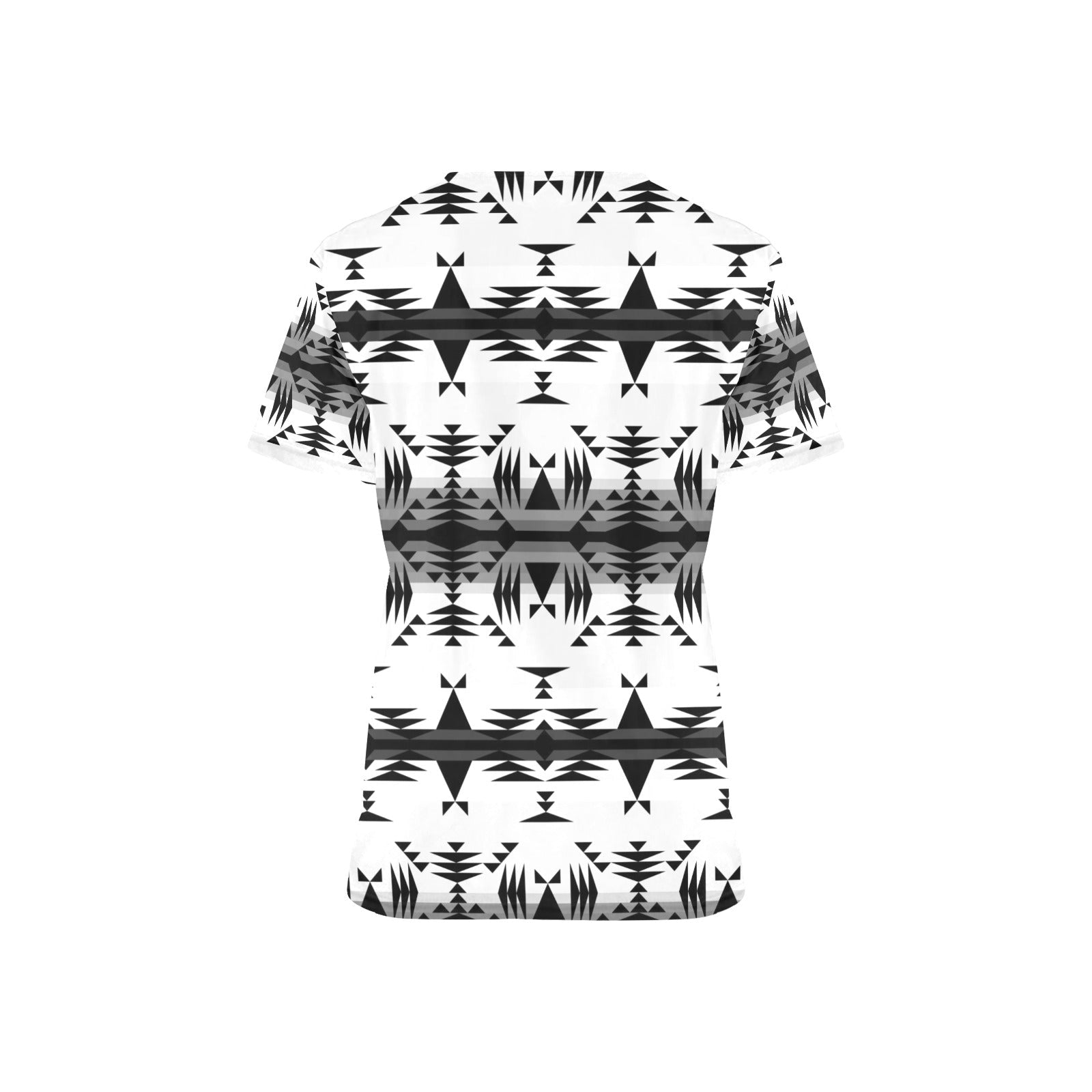 Between the Mountains White and Black All Over Print Scrub Top Scrub Top e-joyer 