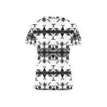 Load image into Gallery viewer, Between the Mountains White and Black All Over Print Scrub Top Scrub Top e-joyer 
