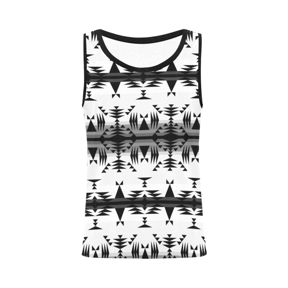 Between the Mountains White and Black All Over Print Tank Top for Women (Model T43) All Over Print Tank Top for Women (T43) e-joyer 