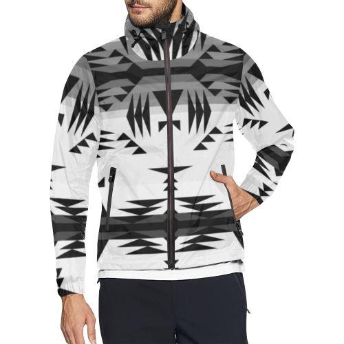 Between the Mountains White and Black All Over Print Windbreaker for Men (Model H23) All Over Print Windbreaker for Men (H23) e-joyer 