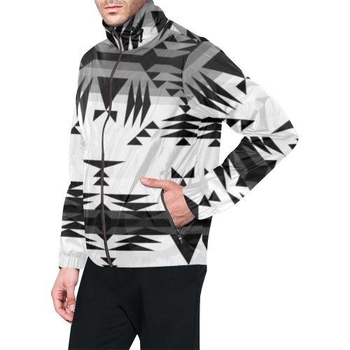 Between the Mountains White and Black All Over Print Windbreaker for Men (Model H23) All Over Print Windbreaker for Men (H23) e-joyer 