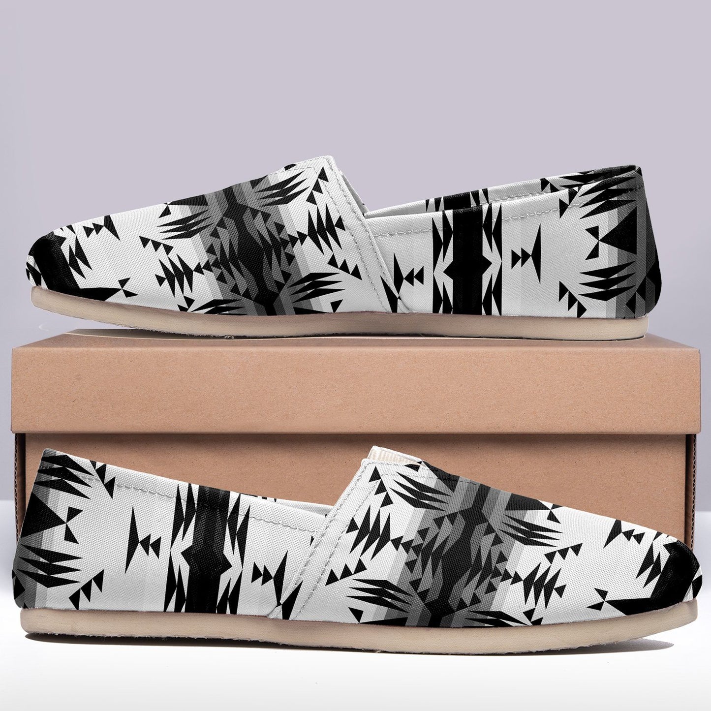 Between the Mountains White and Black Casual Unisex Slip On Shoe Herman 