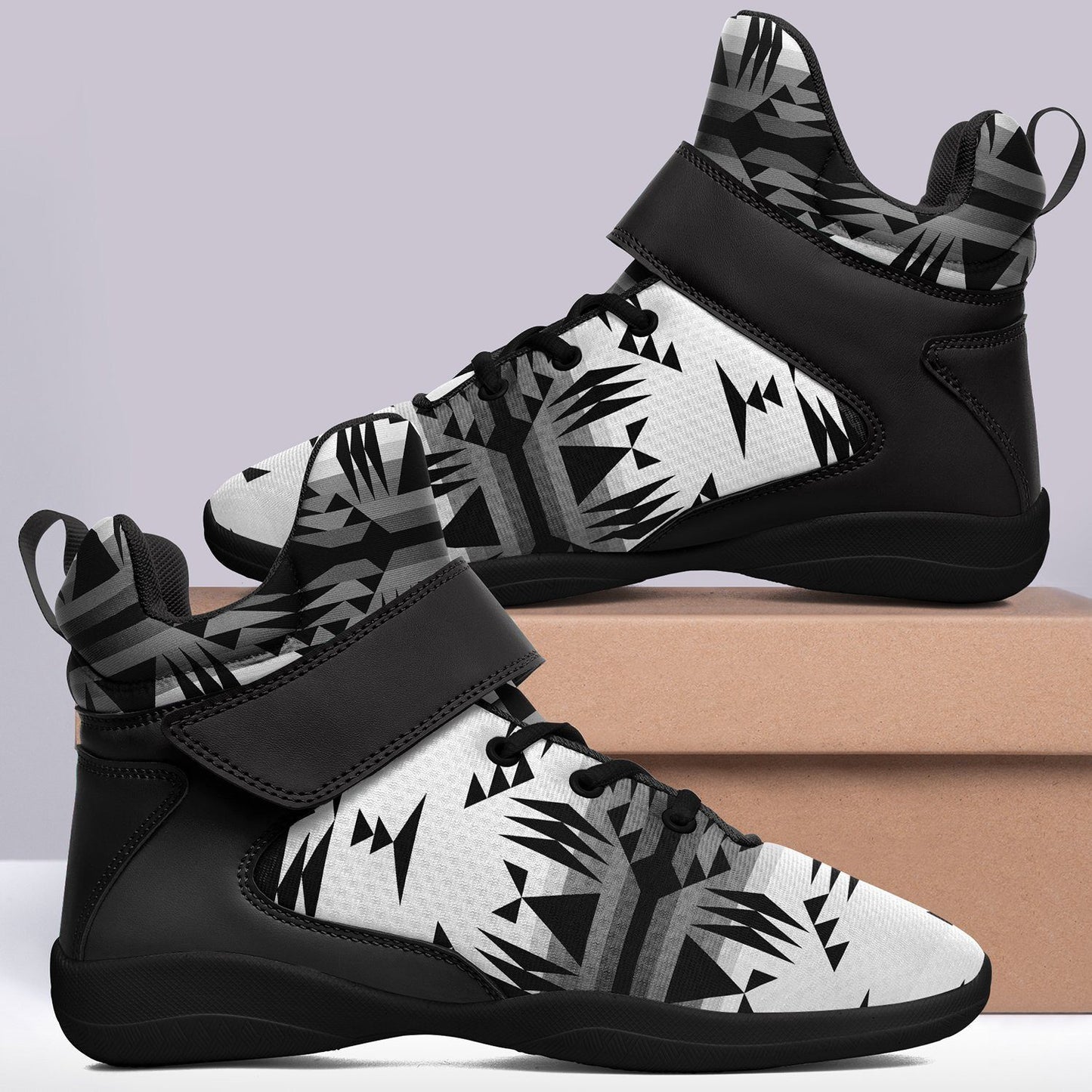 Between the Mountains White and Black Ipottaa Basketball / Sport High Top Shoes - Black Sole 49 Dzine 