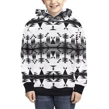 Load image into Gallery viewer, Between the Mountains White and Black Kids&#39; All Over Print Hoodie (Model H38) Kids&#39; AOP Hoodie (H38) e-joyer 
