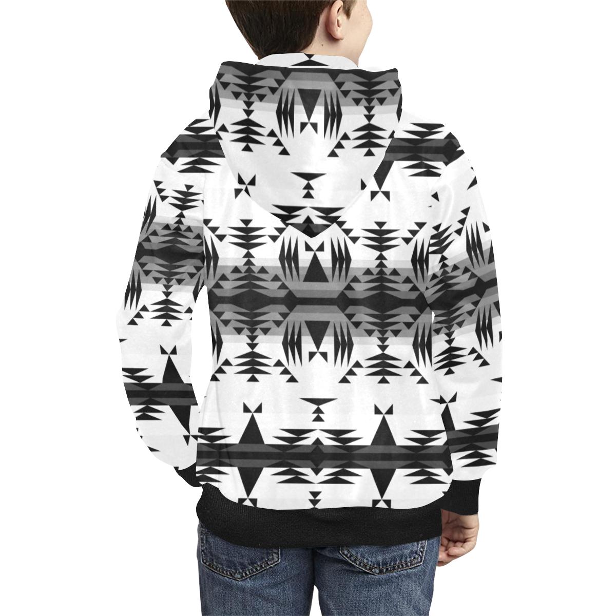 Between the Mountains White and Black Kids' All Over Print Hoodie (Model H38) Kids' AOP Hoodie (H38) e-joyer 