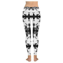 Load image into Gallery viewer, Between the Mountains White and Black Low Rise Leggings (Invisible Stitch) (Model L05) Low Rise Leggings (Invisible Stitch) (L05) e-joyer 
