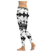 Load image into Gallery viewer, Between the Mountains White and Black Low Rise Leggings (Invisible Stitch) (Model L05) Low Rise Leggings (Invisible Stitch) (L05) e-joyer 
