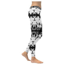 Load image into Gallery viewer, Between the Mountains White and Black Low Rise Leggings (Invisible Stitch) (Model L05) Low Rise Leggings (Invisible Stitch) (L05) e-joyer 
