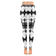 Load image into Gallery viewer, Between the Mountains White and Black Low Rise Leggings (Invisible Stitch) (Model L05) Low Rise Leggings (Invisible Stitch) (L05) e-joyer 
