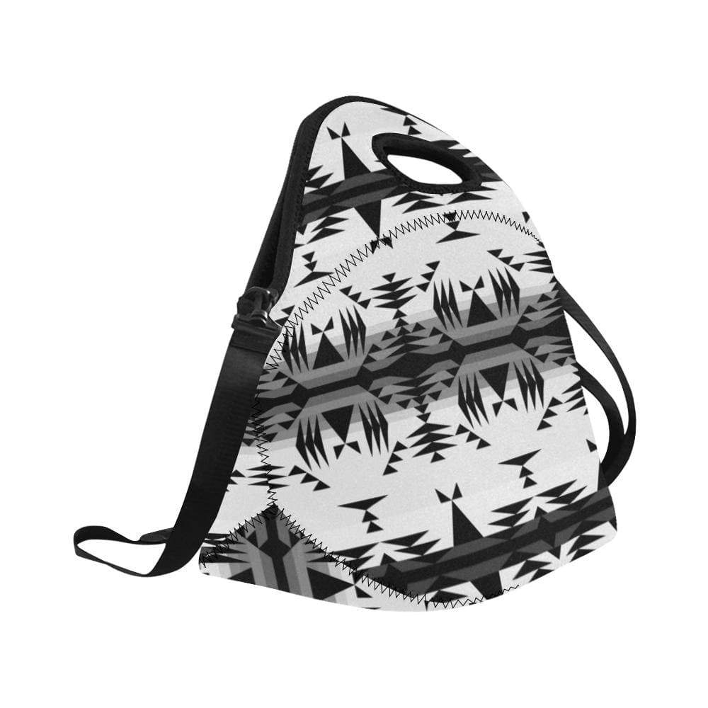 Between the Mountains White and Black Neoprene Lunch Bag/Large (Model 1669) Neoprene Lunch Bag/Large (1669) e-joyer 