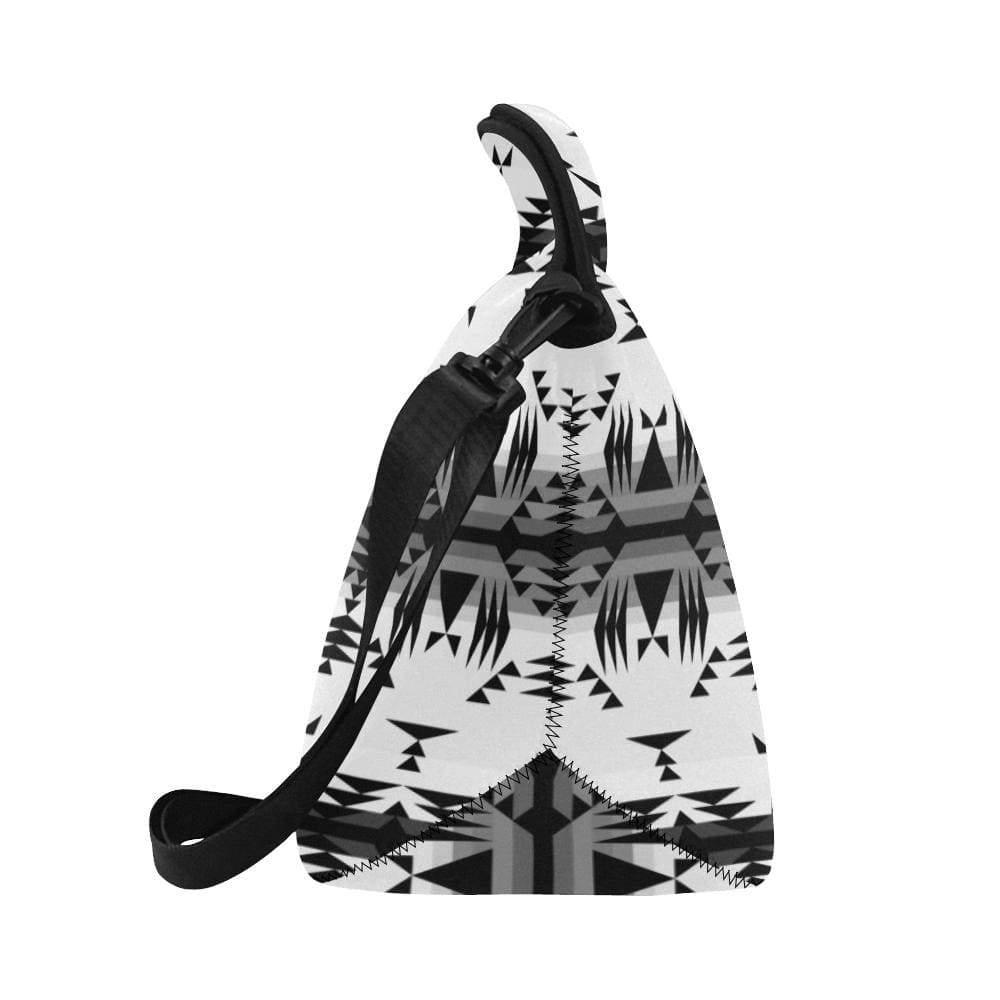 Between the Mountains White and Black Neoprene Lunch Bag/Large (Model 1669) Neoprene Lunch Bag/Large (1669) e-joyer 