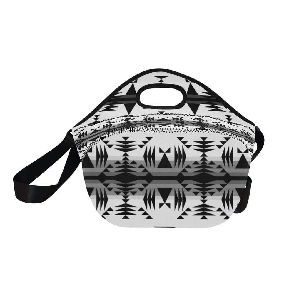 Between the Mountains White and Black Neoprene Lunch Bag/Large (Model 1669) Neoprene Lunch Bag/Large (1669) e-joyer 