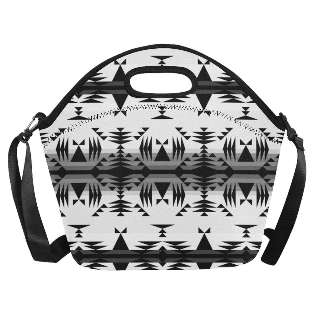 Between the Mountains White and Black Neoprene Lunch Bag/Large (Model 1669) Neoprene Lunch Bag/Large (1669) e-joyer 