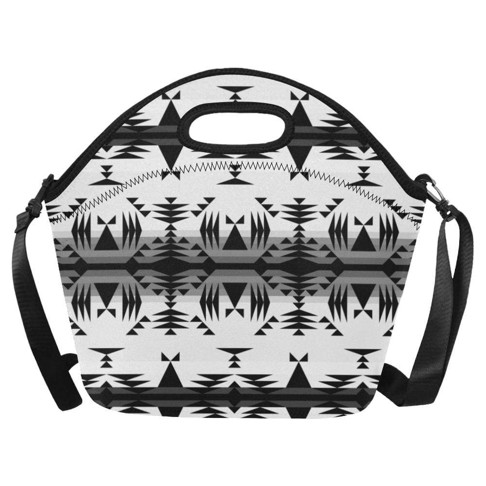 Between the Mountains White and Black Neoprene Lunch Bag/Large (Model 1669) Neoprene Lunch Bag/Large (1669) e-joyer 