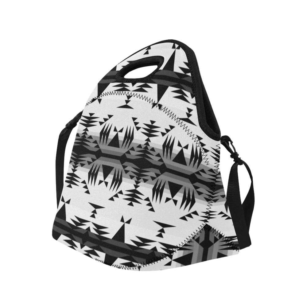 Between the Mountains White and Black Neoprene Lunch Bag/Large (Model 1669) Neoprene Lunch Bag/Large (1669) e-joyer 