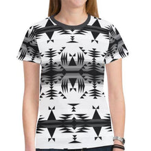 Load image into Gallery viewer, Between the Mountains White and Black New All Over Print T-shirt for Women (Model T45) New All Over Print T-shirt for Women (T45) e-joyer 
