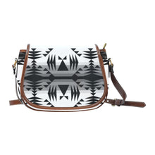 Load image into Gallery viewer, Between the Mountains White and Black Saddle Bag/Small (Model 1649) Full Customization Saddle Bag/Small (Full Customization) e-joyer 
