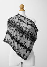 Load image into Gallery viewer, Between the Mountains White and Black Satin Shawl Scarf 49 Dzine 
