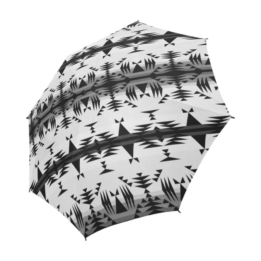 Between the Mountains White and Black Semi-Automatic Foldable Umbrella Semi-Automatic Foldable Umbrella e-joyer 