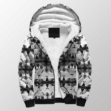 Load image into Gallery viewer, Between the Mountains White and Black Sherpa Hoodie 49 Dzine 
