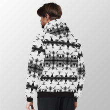 Load image into Gallery viewer, Between the Mountains White and Black Sherpa Hoodie 49 Dzine 
