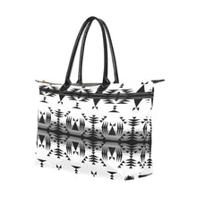 Load image into Gallery viewer, Between the Mountains White and Black Single-Shoulder Lady Handbag (Model 1714) bag e-joyer 
