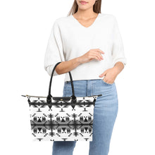 Load image into Gallery viewer, Between the Mountains White and Black Single-Shoulder Lady Handbag (Model 1714) bag e-joyer 
