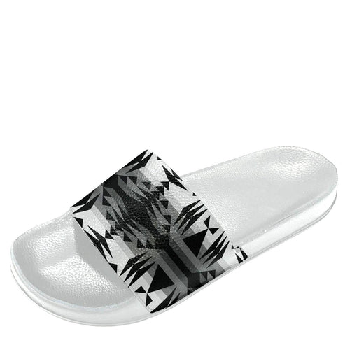 Between the Mountains White and Black Slide Sandals 49 Dzine 