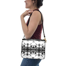 Load image into Gallery viewer, Between the Mountains White and Black Small Shoulder Bag (Model 1710) Small Shoulder Bag (1710) e-joyer 
