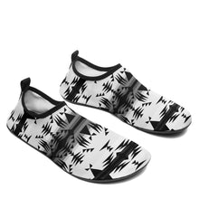 Load image into Gallery viewer, Between the Mountains White and Black Sockamoccs Kid&#39;s Slip On Shoes 49 Dzine 
