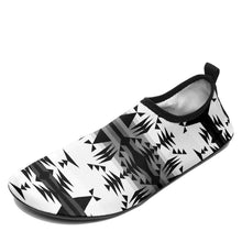 Load image into Gallery viewer, Between the Mountains White and Black Sockamoccs Kid&#39;s Slip On Shoes 49 Dzine 
