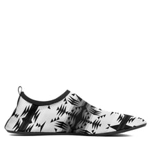 Load image into Gallery viewer, Between the Mountains White and Black Sockamoccs Kid&#39;s Slip On Shoes 49 Dzine 
