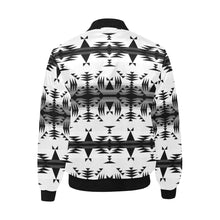 Load image into Gallery viewer, Between the Mountains White and Black Unisex Heavy Bomber Jacket with Quilted Lining All Over Print Quilted Jacket for Men (H33) e-joyer 

