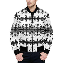 Load image into Gallery viewer, Between the Mountains White and Black Unisex Heavy Bomber Jacket with Quilted Lining All Over Print Quilted Jacket for Men (H33) e-joyer 
