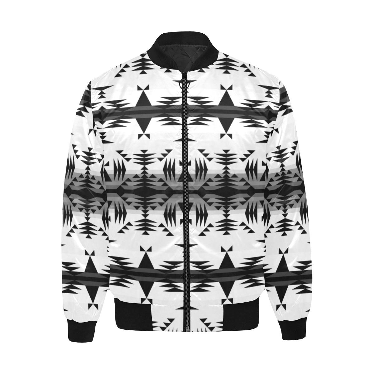 Between the Mountains White and Black Men's Heavy Bomber Jacket with Q ...