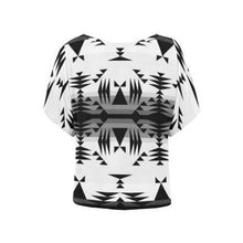 Load image into Gallery viewer, Between the Mountains White and Black Women&#39;s Batwing-Sleeved Blouse T shirt (Model T44) Women&#39;s Batwing-Sleeved Blouse T shirt (T44) e-joyer 
