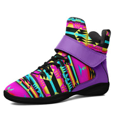 Load image into Gallery viewer, Between the Sunset Mountains Ipottaa Basketball / Sport High Top Shoes 49 Dzine US Child 12.5 / EUR 30 Black Sole with Lavender Strap 
