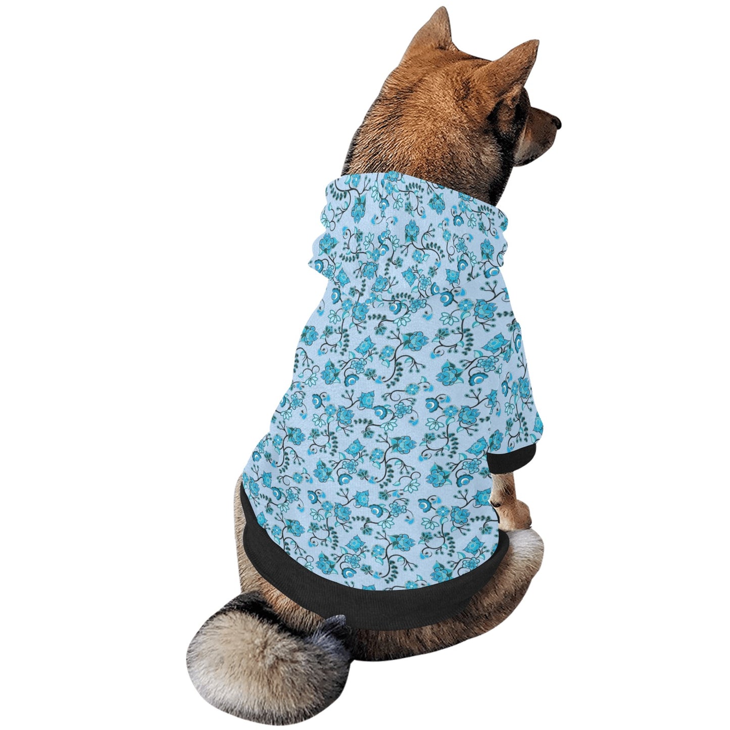 Blue Floral Amour Pet Dog Hoodie