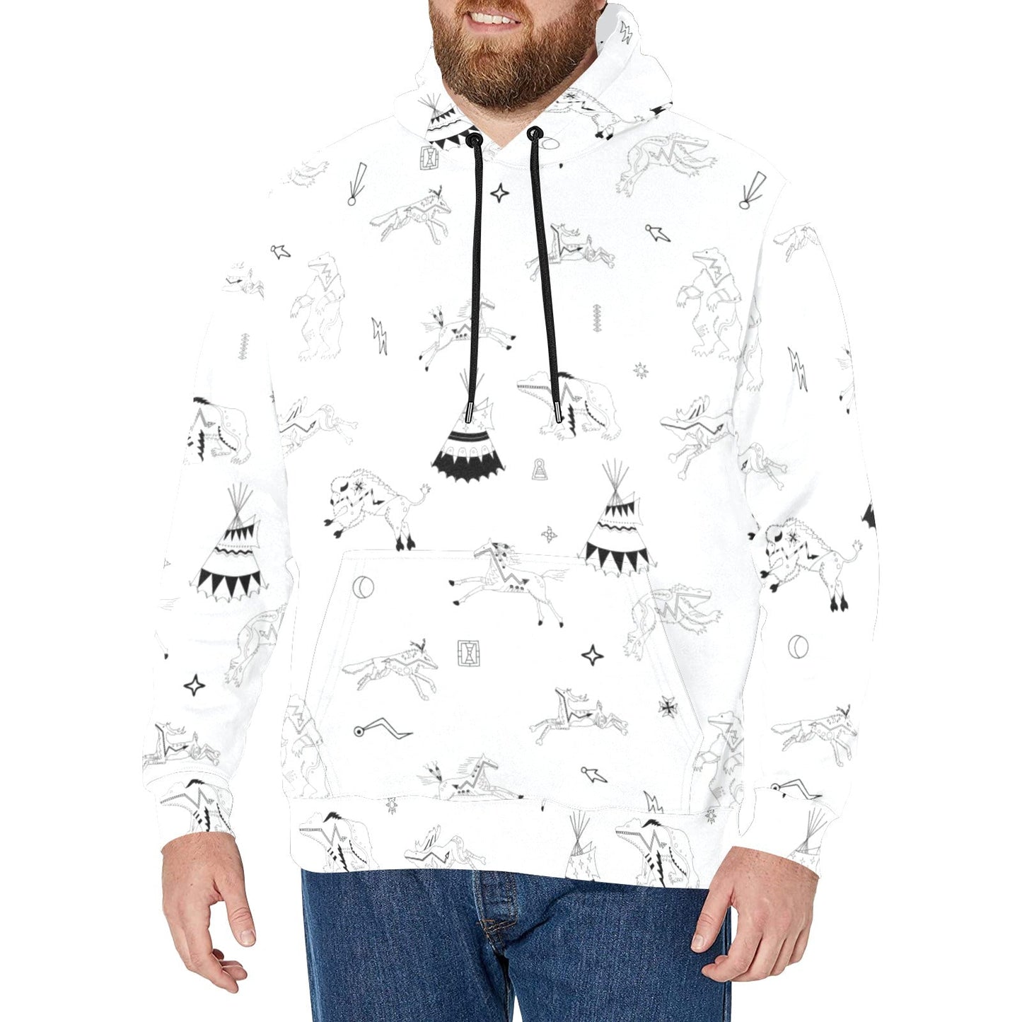 Ledger Dables White Men's Long Sleeve Fleece Hoodie