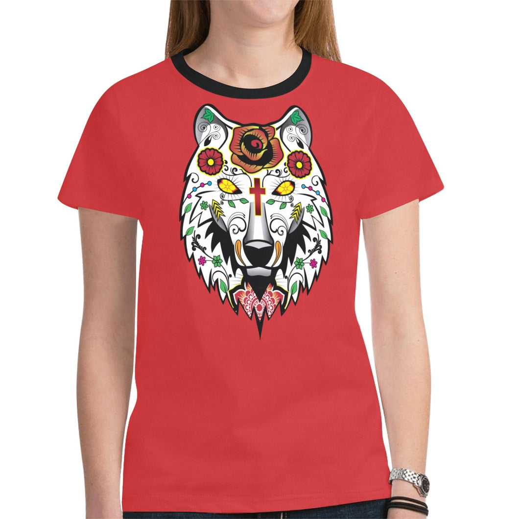 Wolf Spirit Guide Red New T-shirt for Women